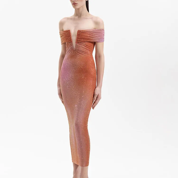 Self portrait Sleeveless Dress Women's Orange Mixed Color-1