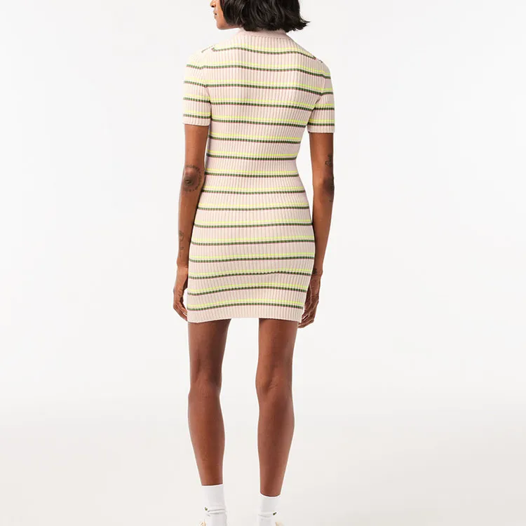 LACOSTE Short Sleeved Dress Women's Pink-2