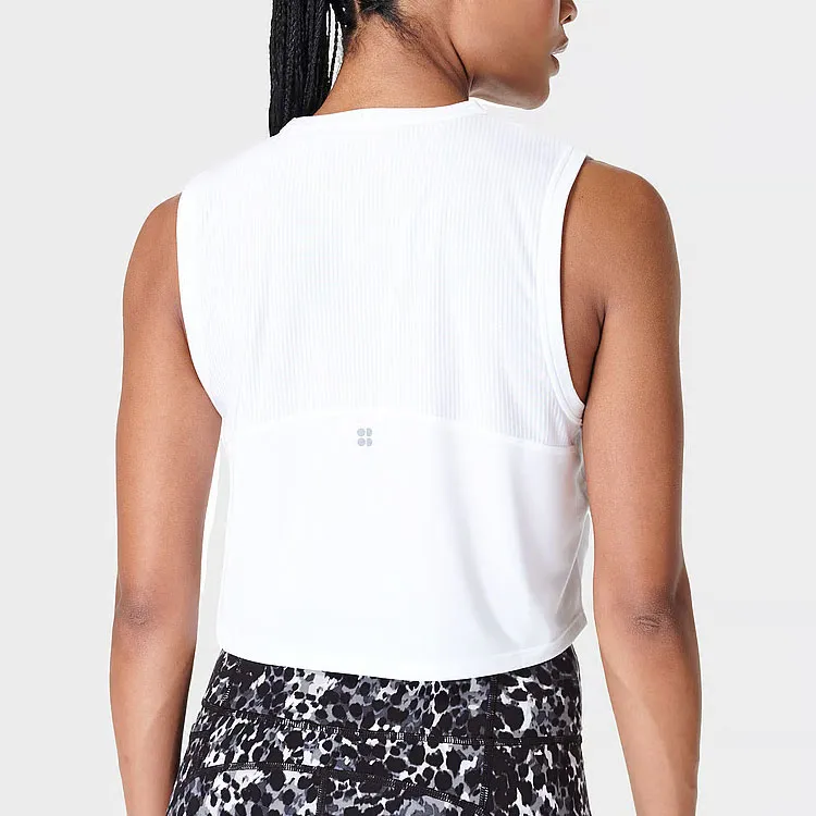 Victoria's Secret SWEATY BETTY NEW! Breathe Easy Crop Muscle Tank Tank Tops Women's White/White-1