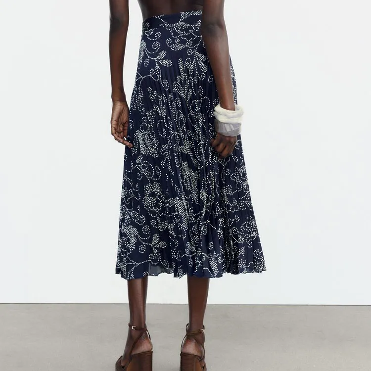 ZARA Casual Long Skirts Women's Sea Blue-3
