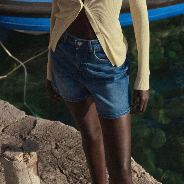 ZARA Denim Shorts Women's Blue-2