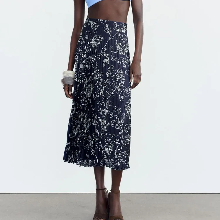 ZARA Casual Long Skirts Women's Sea Blue-2