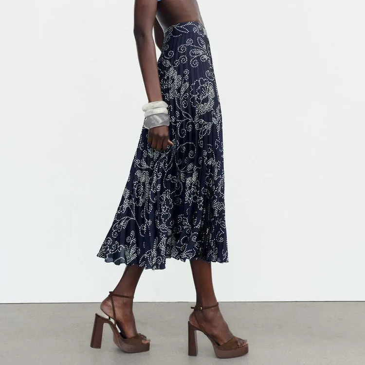 ZARA Casual Long Skirts Women's Sea Blue-4