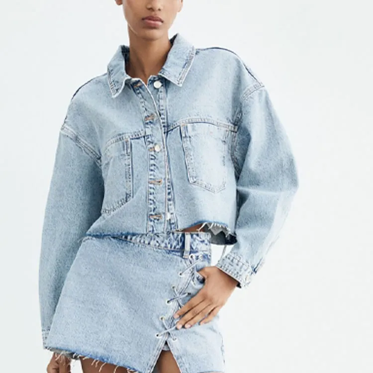 ZARA Denim Jacket Women's Medium Blue-2