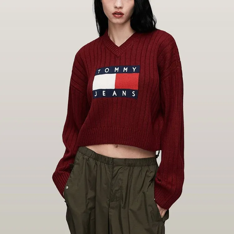 Tommy Hilfiger TJW VNCK CENTER FLAG SWEATER E Knitwear Women's Red-4