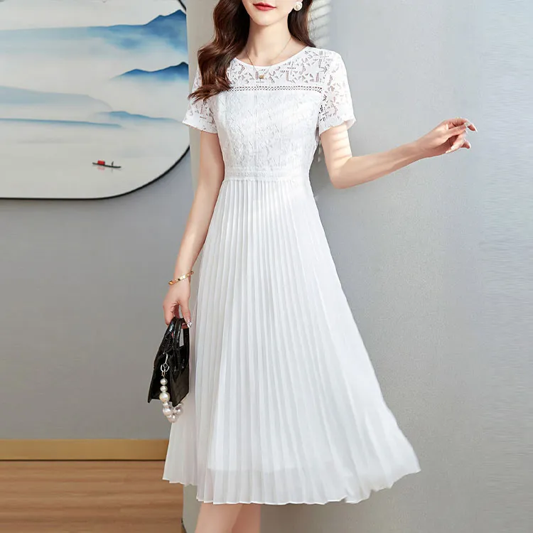 Mo Han Yi Mei Short Sleeved Dresses Women's White-1