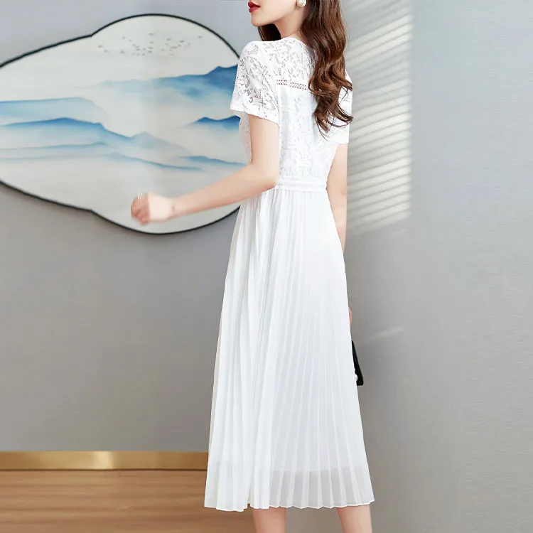 Mo Han Yi Mei Short Sleeved Dresses Women's White-2