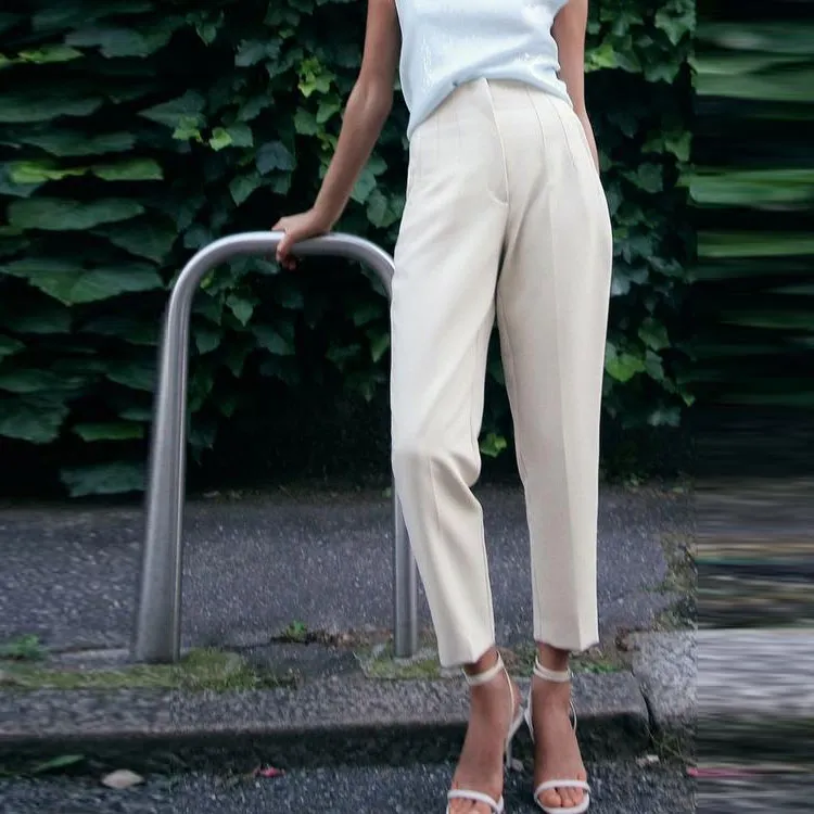 ZARA Suit Trousers Women's Ecru-2