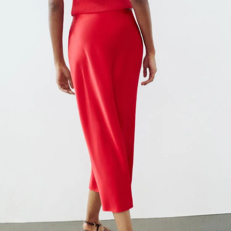 ZARA Casual Long Skirts Women's Red-2