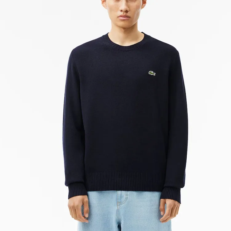 LACOSTE Logo Embroidered Crewneck Knitted Jumper-3