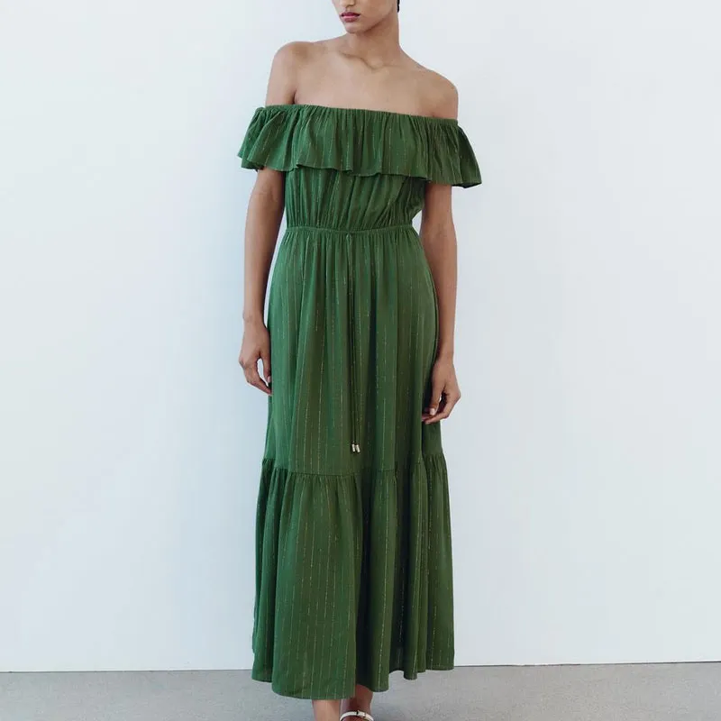 ZARA Short Sleeved Dresses Women's Green-2