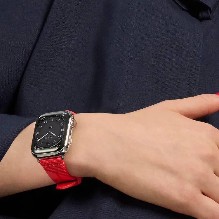 HERMES Apple Watch Nylon Watch Refurbishing 41mm Unisex Red H0006051 AI-4