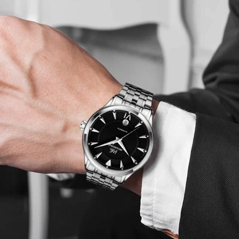 SHANGHAI Automatic Mechanical Movement Stainless Steel Watchband Watch Men's Watches Black Dial-1