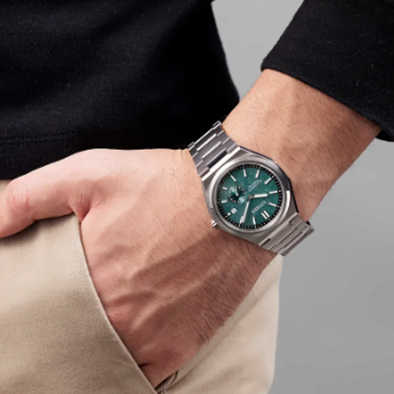 CITIZEN Mechanical Watch Series Automatic Mechanical Movement Titanium Strap Watch Men's Watches Green Dial-4