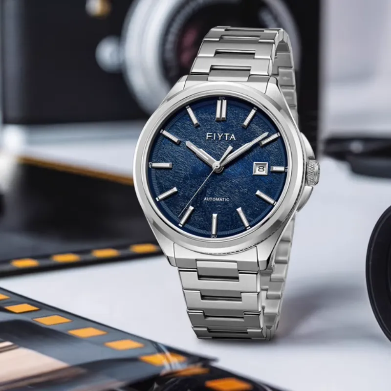 Fiyta Photographer Collection Automatic Mechanical Movement Stainless Steel Strap Watch Men's Watches Blue Dial-4