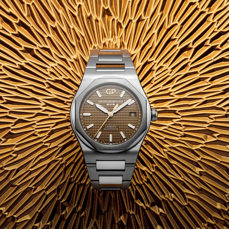 GP Automatic Mechanical Movement Unisex Watch 38mm Yellow Watch Dial Stainless Steel Case Steel Strap-4