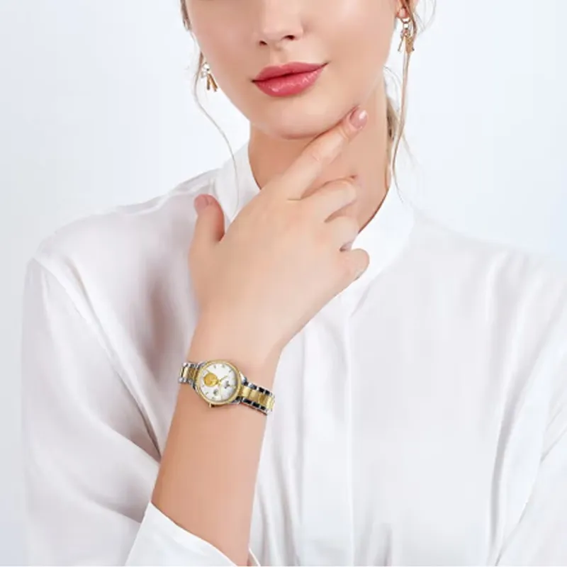 EBOHR Mechanical Movement Stainless Steel Strap Watch Women's Watch Silver Dial-4