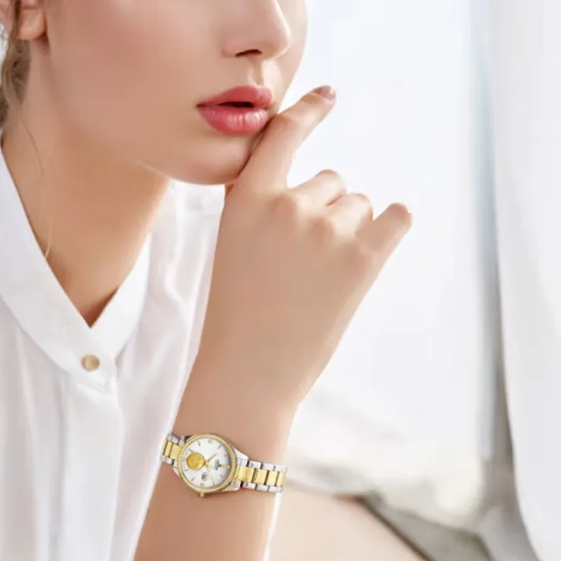EBOHR Mechanical Movement Stainless Steel Strap Watch Women's Watch Silver Dial-3
