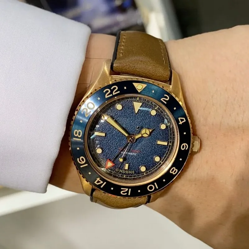 UNDONE Automatic Mechanical Movement Leather Watch Bands Watch Men's Watches Blue Dial-2