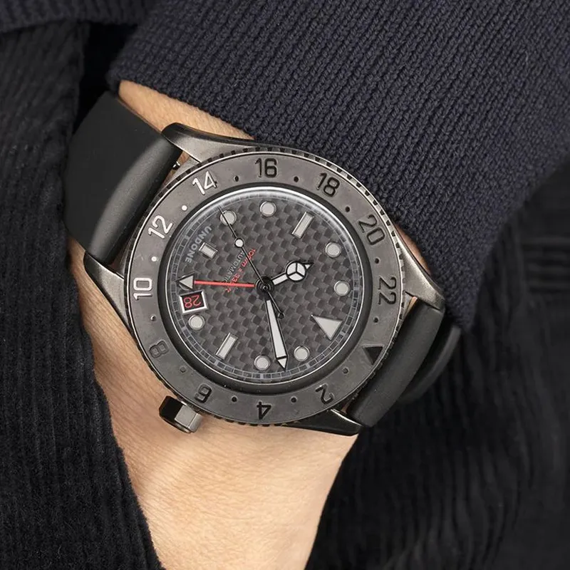 UNDONE Automatic Mechanical Movement Rubber Strap Watch Men's Watches Black Dial-4