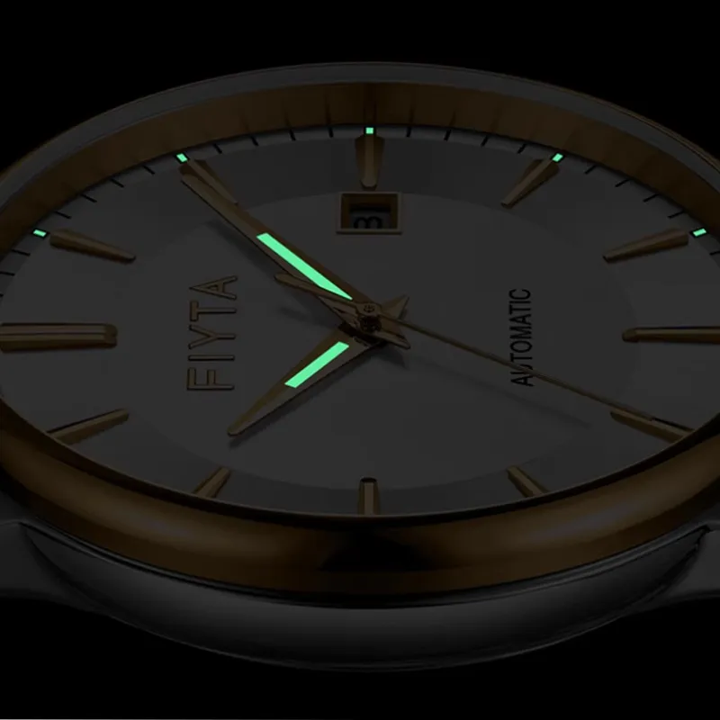 Fiyta Core Series Automatic Mechanical Movement Stainless Steel Strap Watch Unisex White Dial-4
