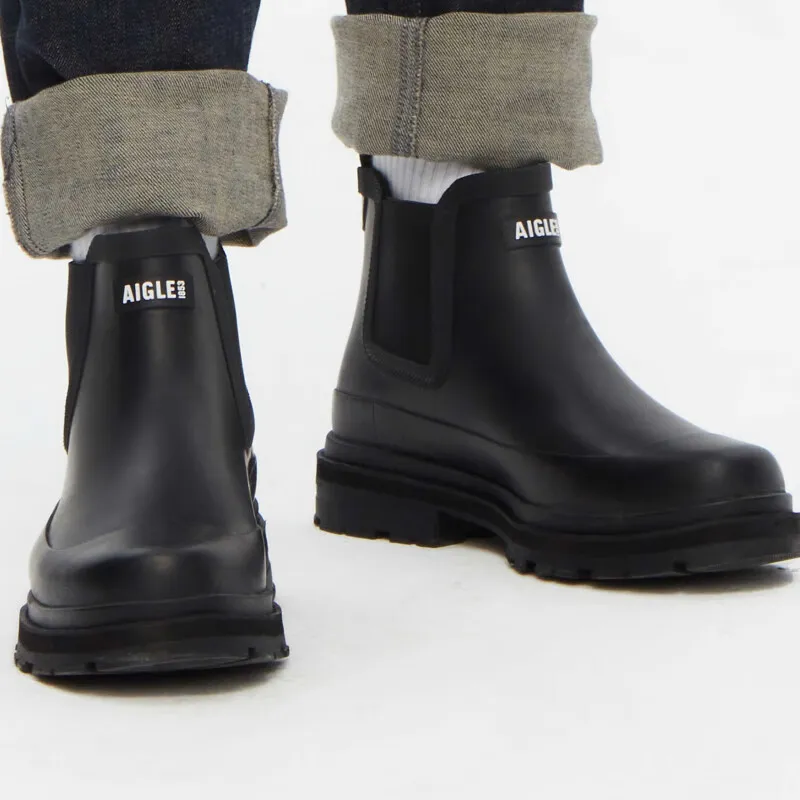 AIGLE Soft Rain Short Chelsea Boots Men's Black-3