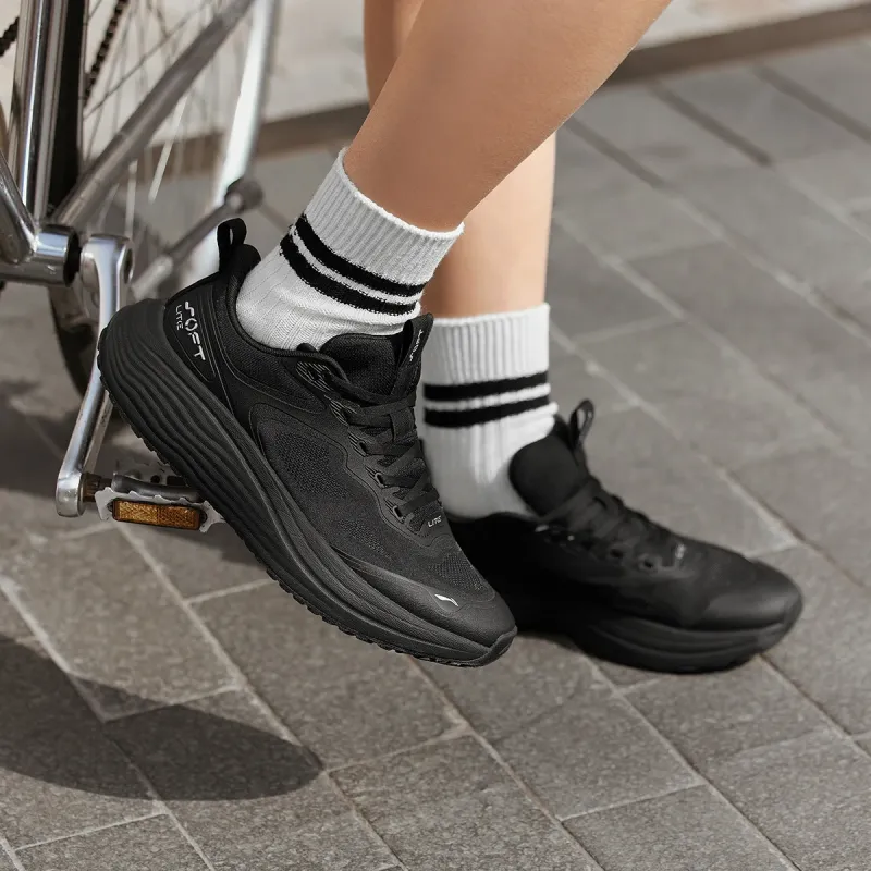 LiNing Soft Lite Wear-resistant Lightweight Breathable And Non-slip. Low-Top Casual Running Shoes Men's Black-3