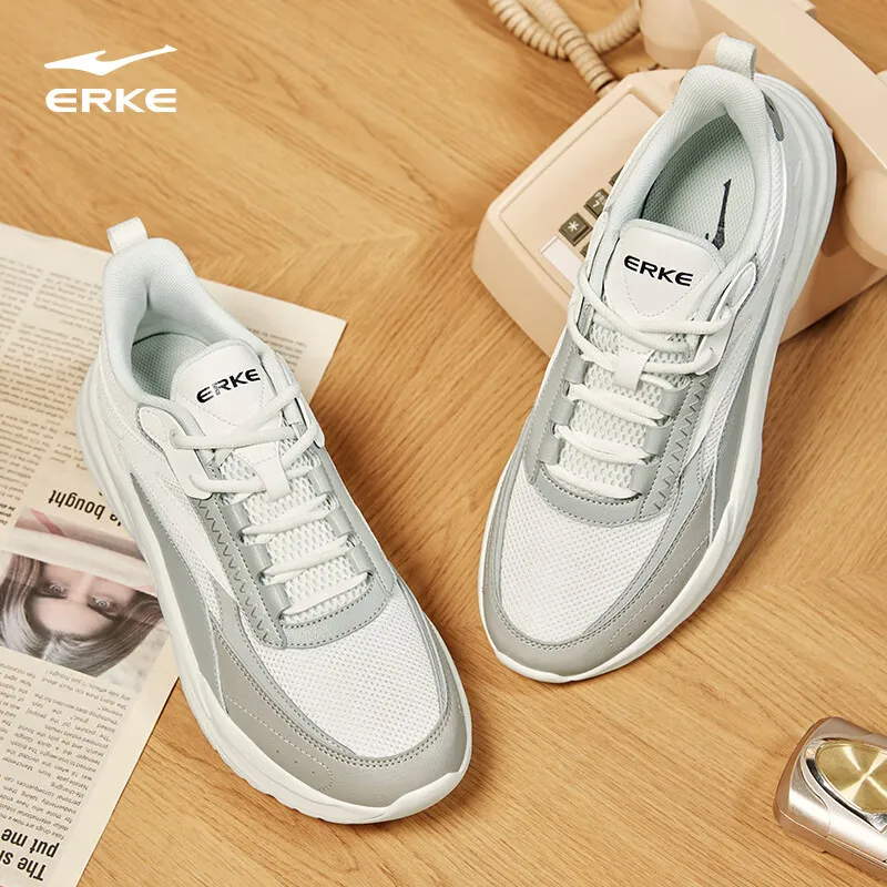 Erke Chance Encounter 2.0 Balanced Lightweight Low Top Casual Shoes Men's White Gray-3