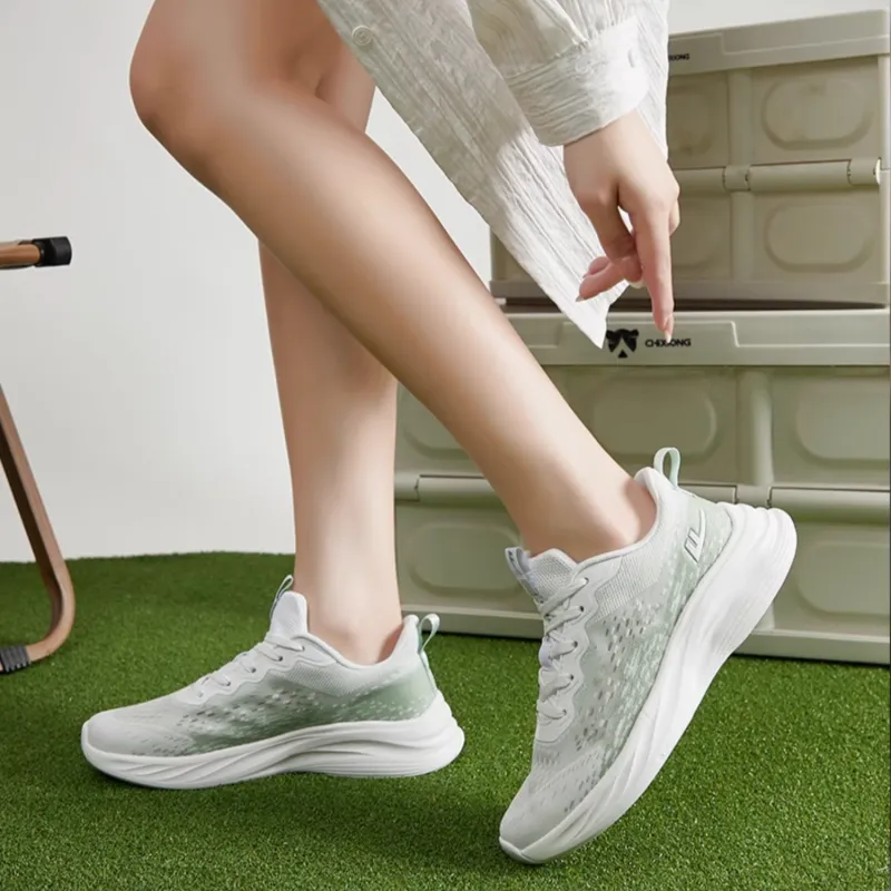 Warrior Wear Resistant Low Top Casual Running Shoes Women's White Green-2