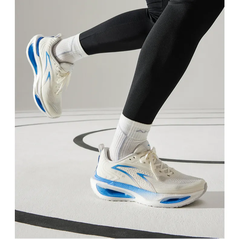 Anta Running Collection Abrasion Resistant Low Top Running Shoes Men's White Blue-1