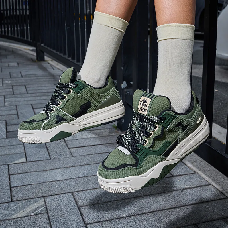 Kappa Cushioning Wear Resistant Low Top Skateboard Shoes Unisex Green Black-6