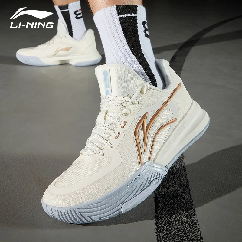 LiNing Flash 3 Cushioning Anti Slip And Wear Resistant Low Top Basketball Shoes Men's Ivory-8