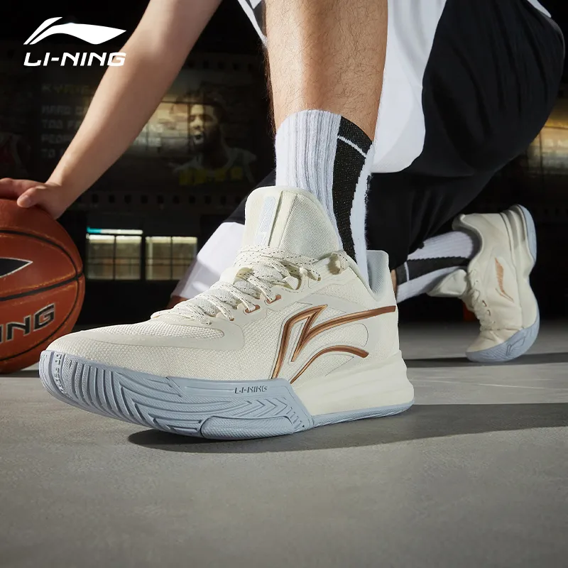 LiNing Flash 3 Cushioning Anti Slip And Wear Resistant Low Top Basketball Shoes Men's Ivory-10