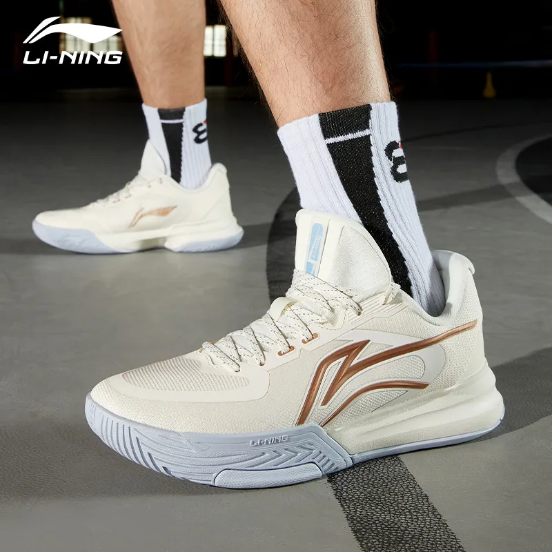 LiNing Flash 3 Cushioning Anti Slip And Wear Resistant Low Top Basketball Shoes Men's Ivory-7