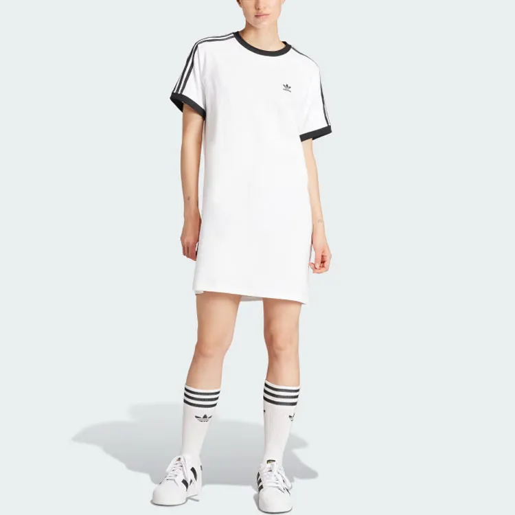 Adidas Originals 3 Stripes Raglan Dress Short Sleeved Dresses Women's White-1