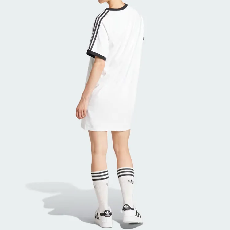 Adidas Originals 3 Stripes Raglan Dress Short Sleeved Dresses Women's White-2