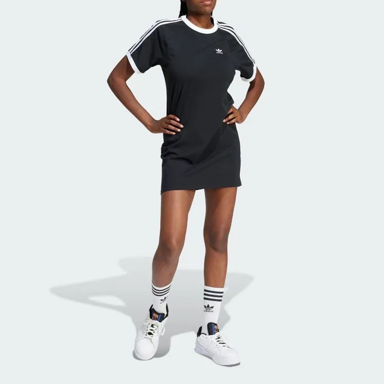 Adidas Originals Shamrock Retro Stripes Short Sleeved Dress Women's Black-1