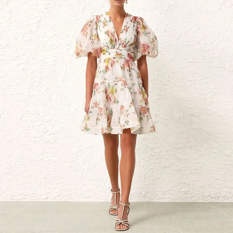 Zimmermann Floral Printed Pleated Mini Dress-1
