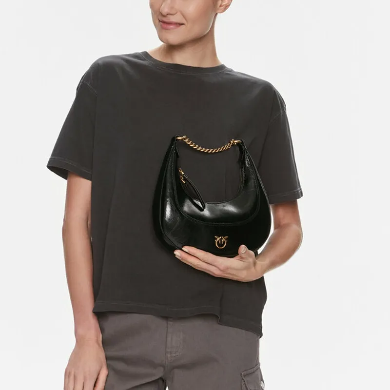 PINKO Cow Leather Handbag Women's Black-4