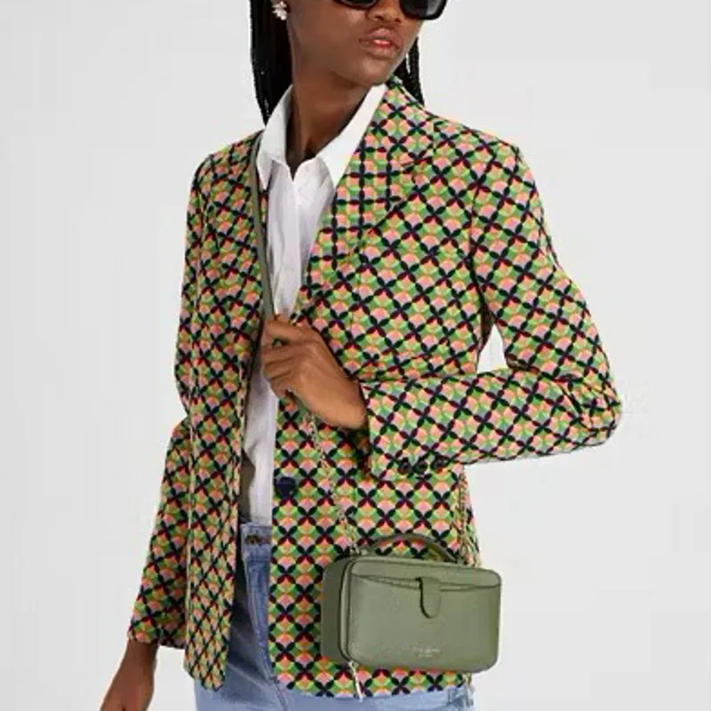 Kate Spade Hudson Litchi Grain Leather Camera Bag Shoulder Bag Crossbody Bag Small Size Women's Olive Green-4