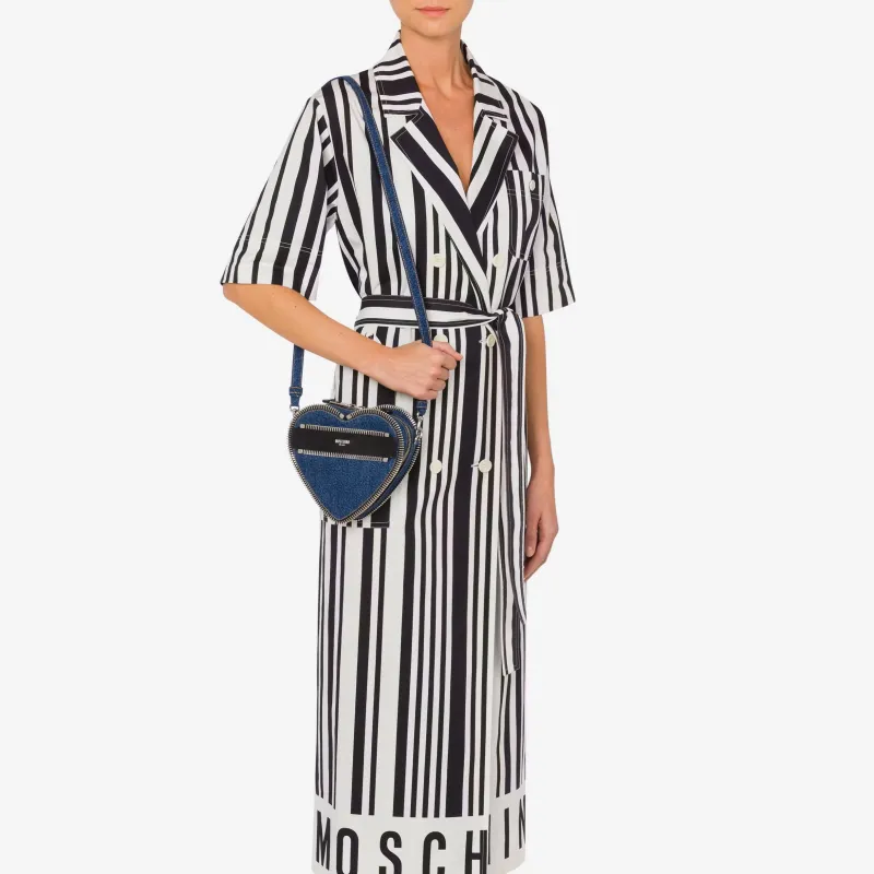 MOSCHINO Cotton One Shoulder Crossbody Clutch Women's Denim Blue-3