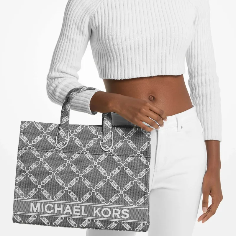 MICHAEL KORS Gigi Fabric Tote Bag, Shopping Bag, Shoulder Bag, Crossbody Bag, Handbag Tubas Women's Black-2