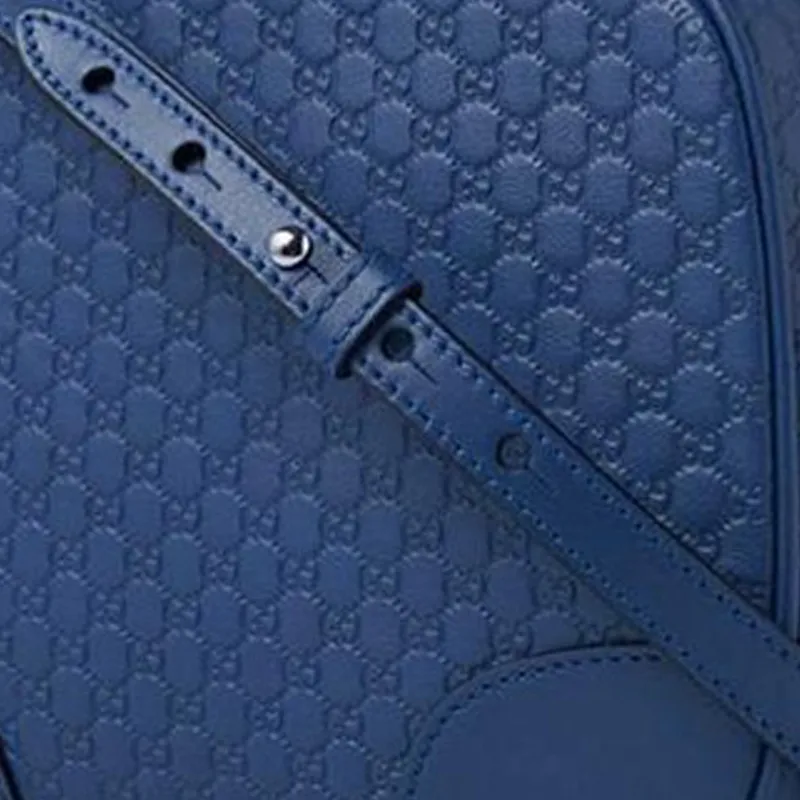 GUCCI Leather Shoulder Bag Unisex Blue-3