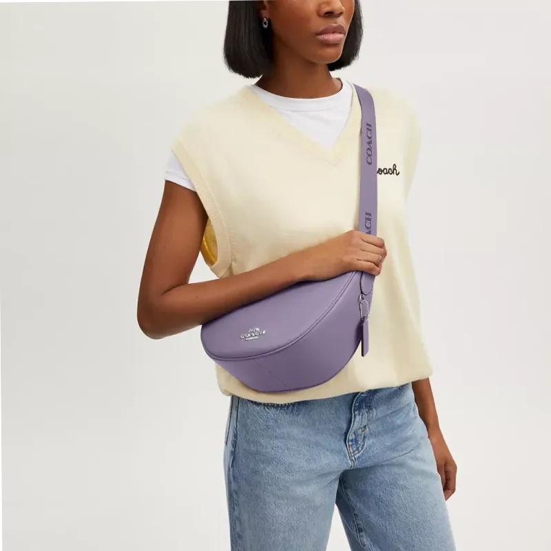 COACH Premium Calfskin Crossbody Bag Shoulder Bag Large Size Women's Light Purple-4