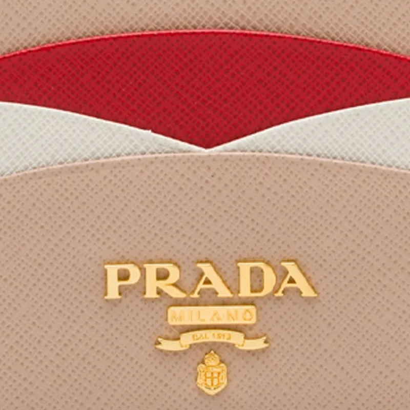 PRADA Saffiano Leather Card Holder Women's Fire Red-3