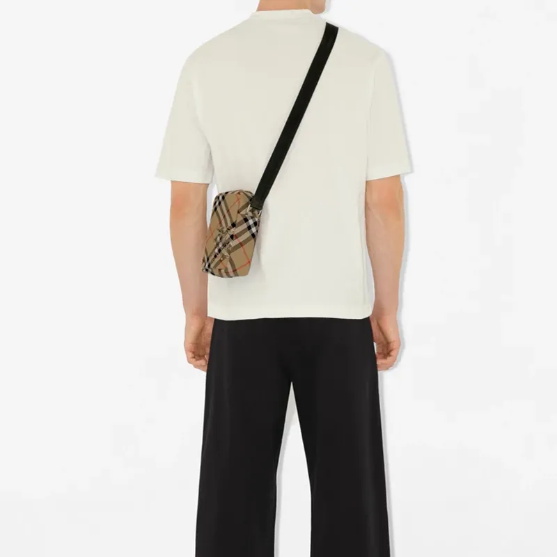 Burberry Polyester One Shoulder Crossbody Cell Phone Pouch Men's Sand-5