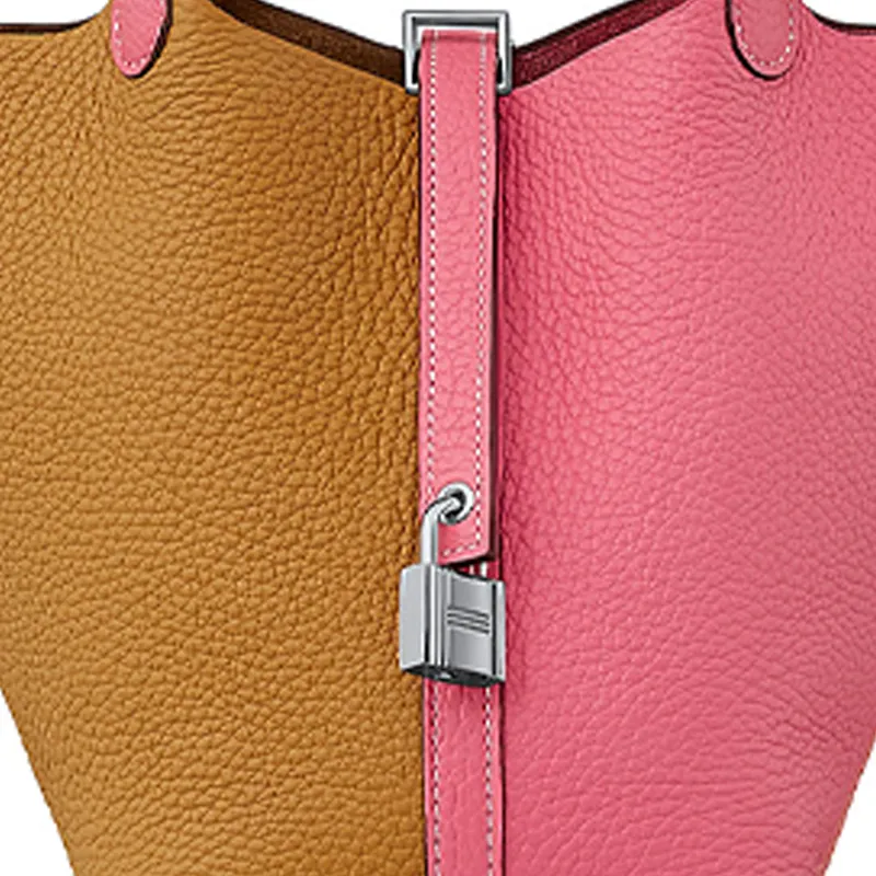 HERMES Picotin Cow Leather Basket Bag Handbag Bucket Bag 18 Women's Dujuan Flower Pattern/Sesame Color-4