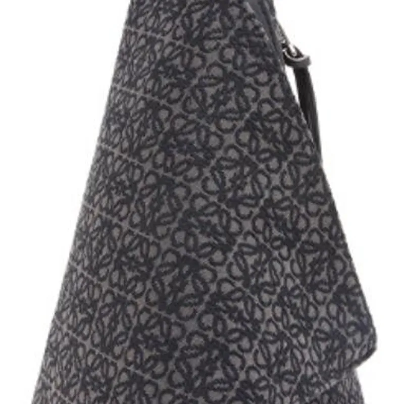 LOEWE Anton Sling Jacquard With Calfskin One Shoulder Crossbody Sling Bags Men's Anthracite/Black-4