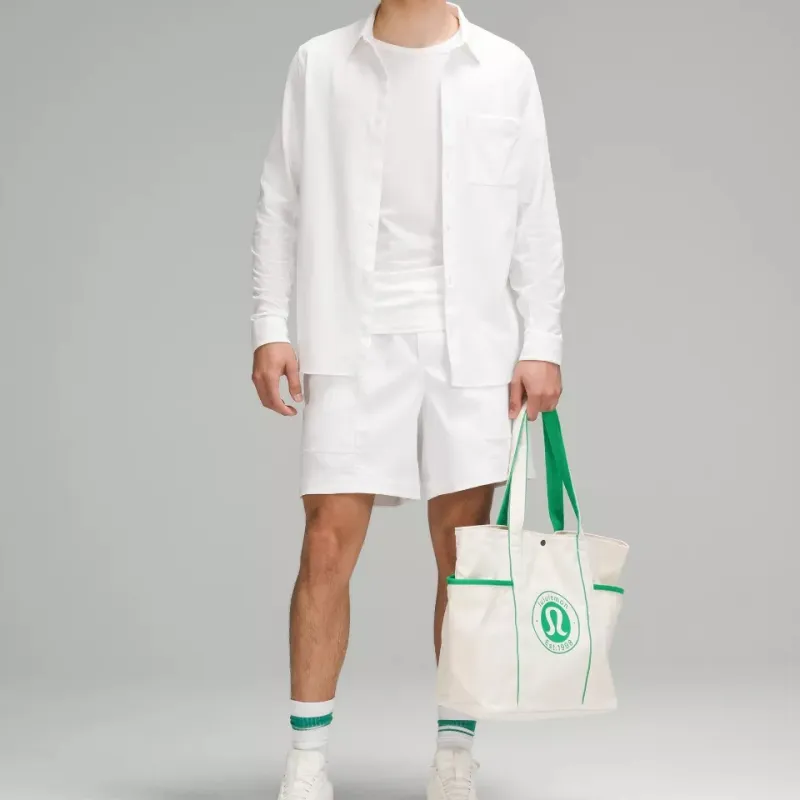 Lululemon Cotton Canvas Bag, Tote Bag, Shopping Bag, Shoulder Bag, Handbag Regular Unisex Green-2