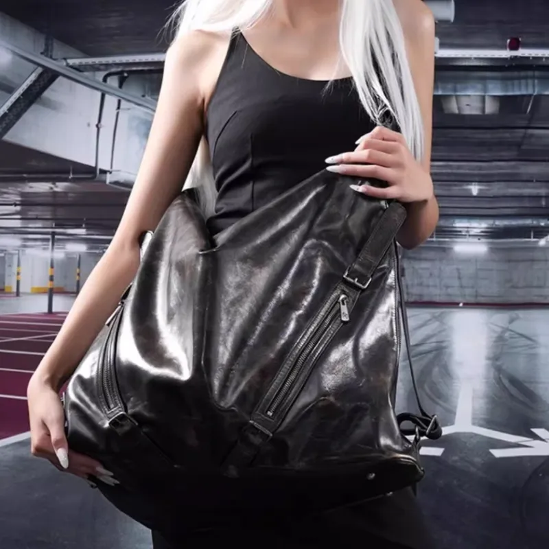 Pre-spel Cow Leather One Shoulder Crossbody Backpack Extra Large Women's Color Touch-3